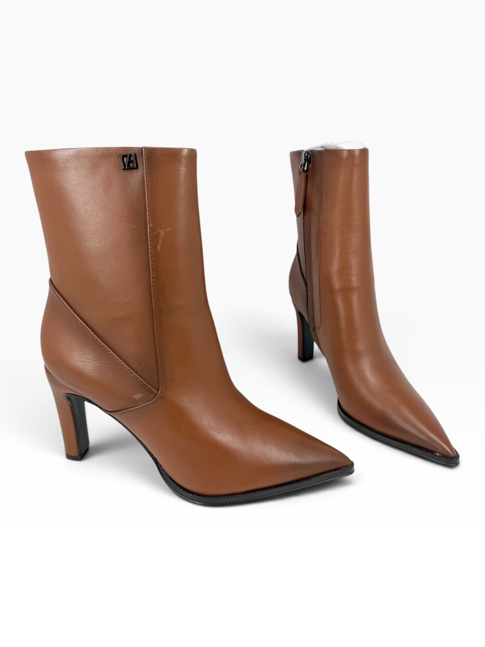 Franco Sarto Appia Heeled Dress Booties Tobacco Brown Leather Size 5.5M